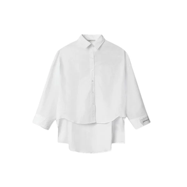Camicia In Cotone Over Piu' Lunga Sul Retro Con Etichetta Sul Polso Bianco HINNOMINATE